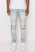 Men Creased Biker Denim Jeans